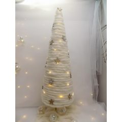 Gyapjú karácsonyfa, ledes világítással  66x20 cm