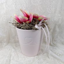 Kerámia kaspó aszatldísz, virágokkal. 