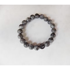 Férfi ásványkarkötő, hematit békejellel
