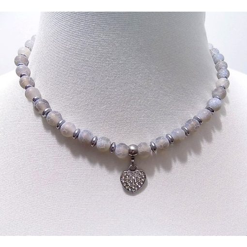 Nyaklánc féldrágakő 43+7cm