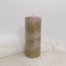 "Caffe latte" díszgyertya kávébarna, arany díszítéssel /2/