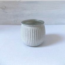  Shabby chic stílusú mécsestartó üveg, homokszórt, szürke ∅:6,5x7,5  (k1)*