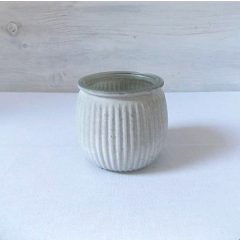    Shabby chic stílusú mécsestartó üveg, homokszórt, szürke ∅:6,5x7,5  (k1)*