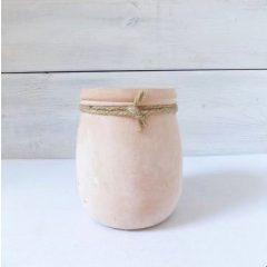   Shabby chic stílusú mécsestartó üveg, homokszórt, barack ∅:10,5x13  (k1)*