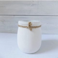   Shabby chic stílusú mécsestartó üveg, homokszórt, fehér ∅:10,5x13  (k1)*