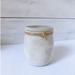   Shabby chic stílusú mécsestartó üveg, homokszórt,szürke ∅:10,5x13  (k1)*