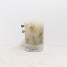 Díszgyertya eukaliptusszal 7x10,5cm