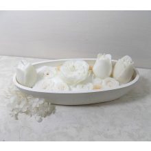 Ovális gyertyatál tulipánokkal és rózsával 22x8,5x6,5 cm