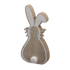 Fa nyuszi farkincával,  natur, 14cm  /k5/+