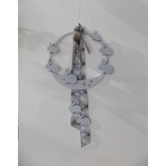 Fa ajtódísz nyuszikkal ∅:25-28x50cm