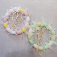 Tojáskoszorú tollal, húsvéti ajtódísz  ø:25-30cm
