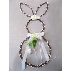 Bogyós húsvéti nyuszi ajtódísz, falidísz  58x28 cm