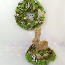 Húsvéti asztaldísz, és koszorú természetes Ø: 23x25cm, Ø: 28cm