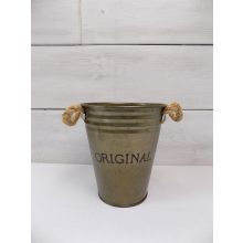 Magas fém kaspó, óarany, kötél füllel ∅: 16x18 /1/+
