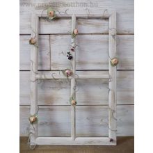 Shabby chic ablakkeret, szárazvirág girlanddal. 38x60, 