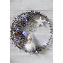 Holdon ülő angyal, karácsonyi koszorú ∅:31cm  /k1/