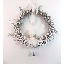 Karácsonyi ajtódísz, angyallal hóbogyókkal.Ø:30-35