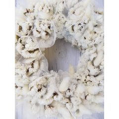 Szárazvirág koszorú, törtfehér ∅:28-29cm