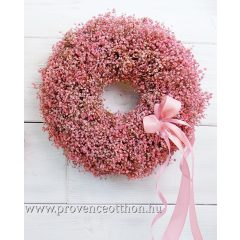   Fátyolvirág koszorú, természetes, korallrózsaszín ∅:32cm
