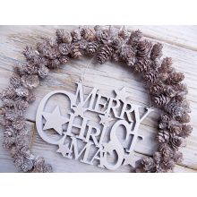 "Merry Christmas"  táblás tobozkoszorú  ∅:27cm  /k1/