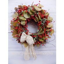 Őszies jellegű koszorú, ajtódísz, természetes ∅:33cm