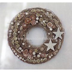 Karácsonyi ajtódísz, természetes ∅:34cm