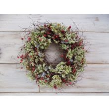 Koszorú hortenziával, bogyókkal, természetes. ∅:30-35cm
