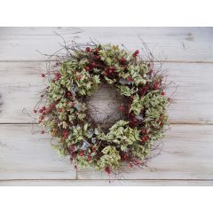   Koszorú hortenziával, bogyókkal, természetes. ∅:30-35cm