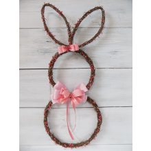 Ajtó/falidísz húsvéti nyuszi, természetes 59x25