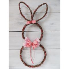 Ajtó/falidísz húsvéti nyuszi, természetes 59x25