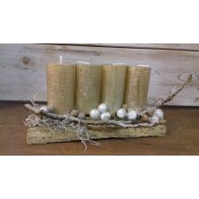 Arany/fehér adventi koszorú 26x9
