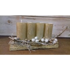 Arany/fehér adventi koszorú 26x9