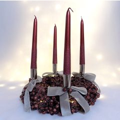 Bordó hóbogyós adventi koszorú ∅:30 cm