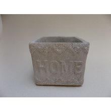 Beton kaspó csipke mintával "HOME" 11,5x11,5x10   /k2/