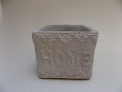   Beton kaspó csipke mintával "HOME" 11,5x11,5x10  (k2)*