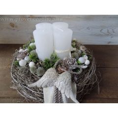 Adventi koszorú szőlővessző alapon Ø:30x16cm