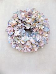 Hortenzia koszorú, festett selyemvirágból. ∅:30 