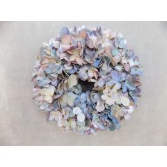 Hortenzia koszorú, festett selyemvirágból. ∅:30