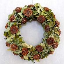 Természetes ajtódísz, eukaliptusz, céder rose. 35 cm
