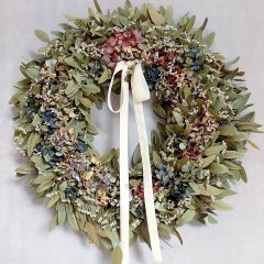Eukaliptusz/hortenzia koszorú ∅:50cm