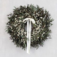 Természetes ajtódísz, eukaliptusz, sóvirág ∅:50cm