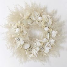 Fehér szárazvirág koszorú ∅:35-38cm