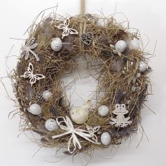   Natúr húsvéti koszorú fürjtojással, madárral. ∅:35 cm
