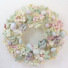   "Vattacukor" húsvéti ajtódísz tojásokkal. ∅:32 cm