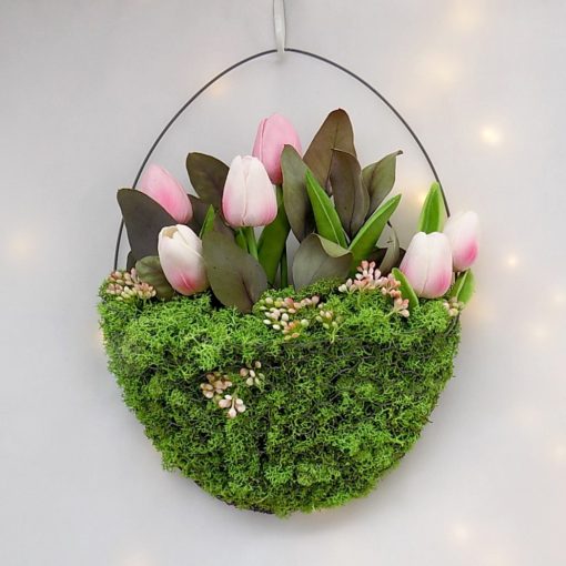 Drótkosár tulipnokkal 35x26 cm