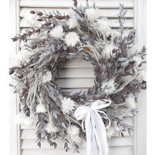 Természetes ajtódísz szürke/fehér ∅:36 cm