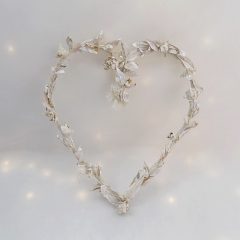 Szív koszorú, szárazvirágokkal, 20x24 cm