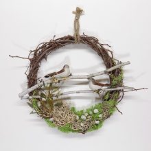 Tavaszi ágkoszorú, kismadárral 30-38cm