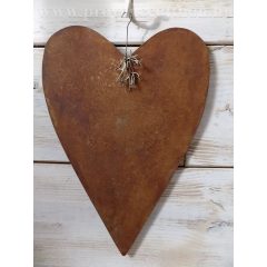 Rozsdás fém szív, zuzmóval 32x22  (k1)