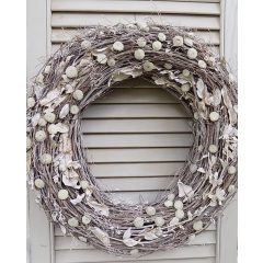 "Shabby chic" koszorú, természetes ∅:38cm